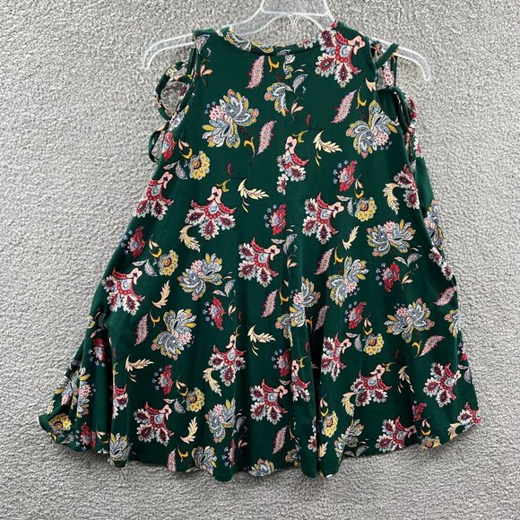 Pomelo Womens Tunic Top Medium Green Floral‎ 3/4 Sleeve Pullover Shirt - Picture 2 of 10